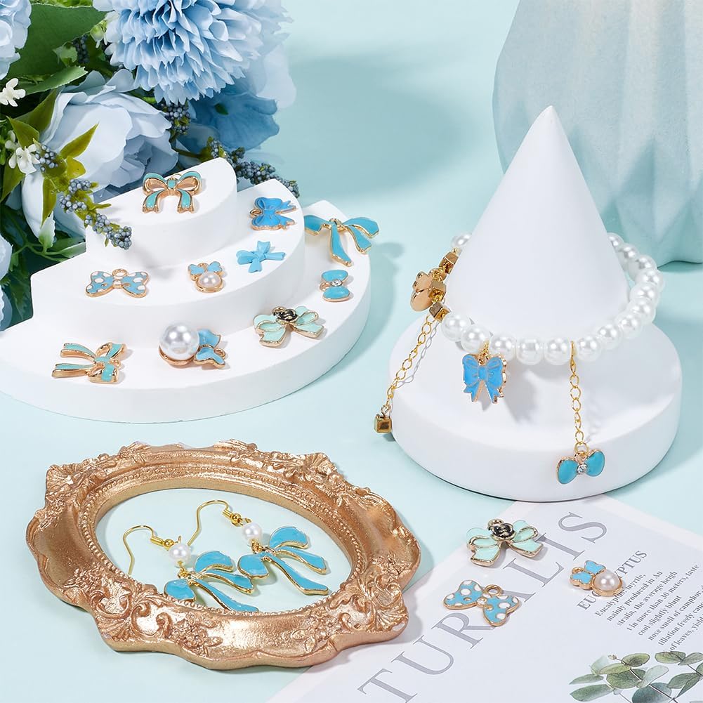 SUNNYCLUE 1 Box 54Pcs 9 Styles Bowtie Charms Bow Charm Bulk Enamel Alloy Small Blue Lovely Lolita Pearl Bowknot Charms for Jewelry Making Charms Diy Necklaces Bracelets Earrings Valentine Gifts Women - Image 4