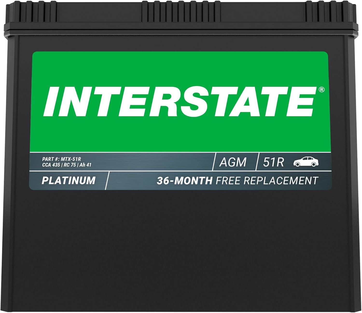 Interstate Batteries Automotive Battery 12V 41Ah 435CCA (Group Size 51R) SLI AGM Auto Replacement Battery for Cars, SUVs, Sedans, Trucks, Vans (MTX-51R)