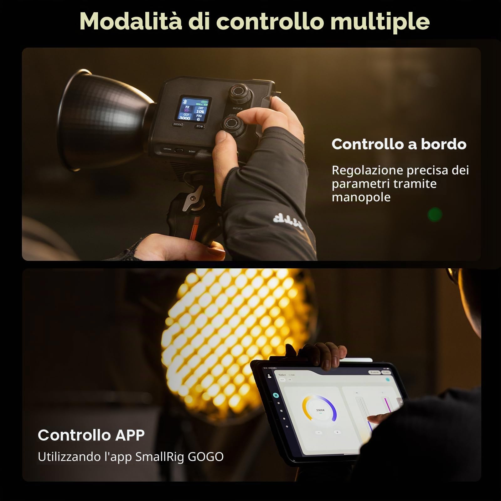 SMALLRIG RC 100B COB - Luce video portatile, 2700-6500 K, 100 W, 20100 Lux, controllo app, High CRI 97+ Spotlight per fotografia e video, versione Pro - 5142
