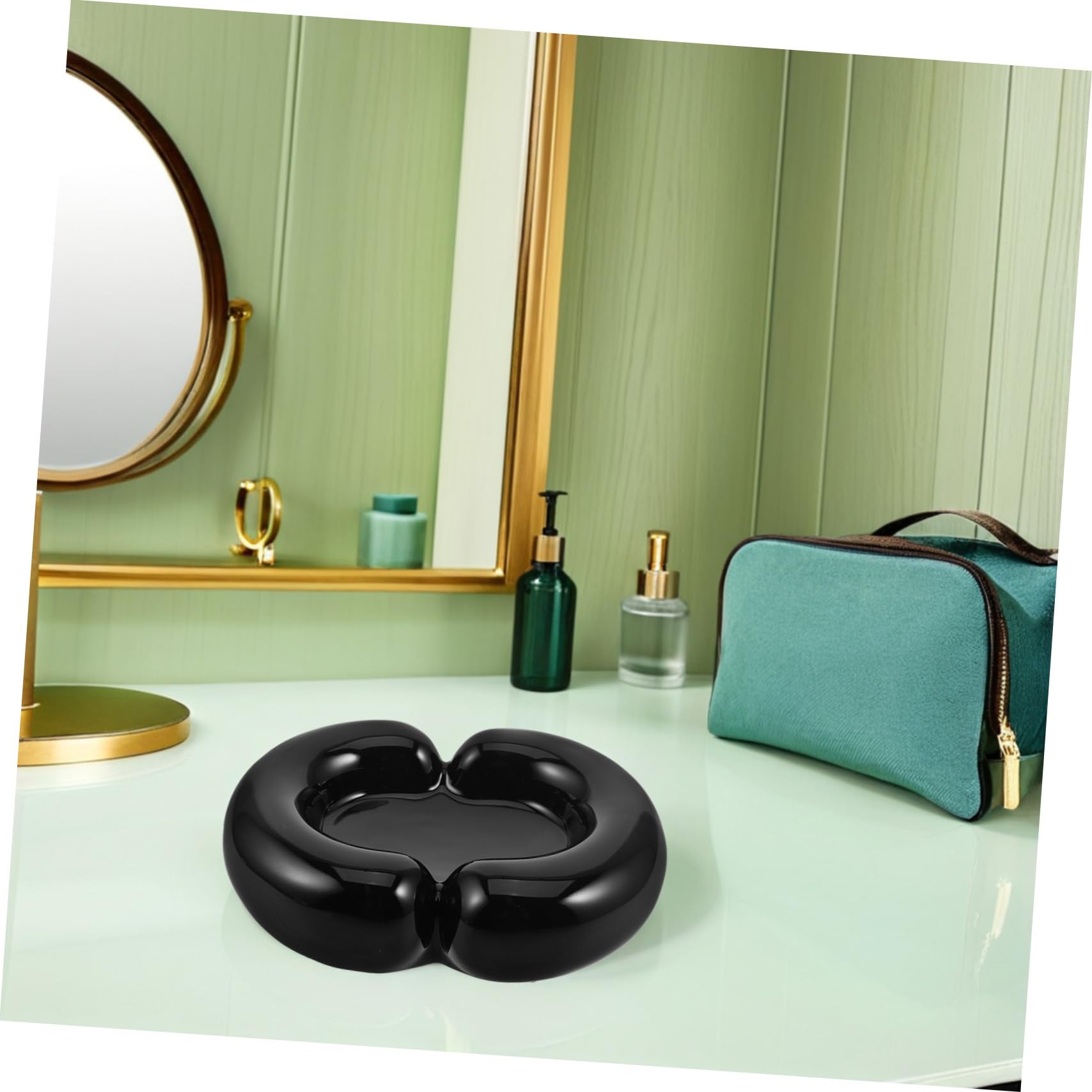 IMIKEYA Bandeja para Guardar Joyas de Cerámica Plato para Anillos y Llaves Bandeja Decorativa para Tocador o Recibidor Organizador de Joyas