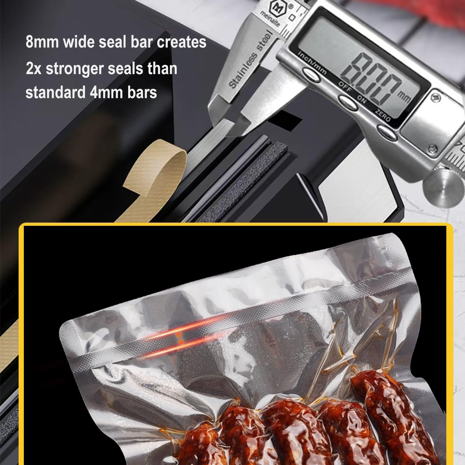 MAGIC SEAL Sigillatrice sottovuoto con ugello da 40,6 cm per la conservazione degli alimenti, funziona con sacchetti in Mylar e lisci, non sono necessari sacchetti testurizzati, 250 W, guarnizione