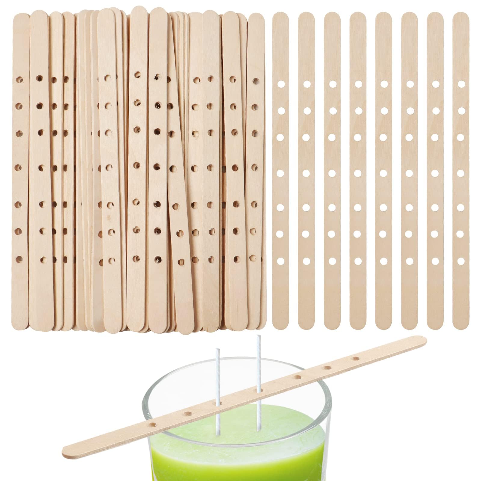 KASTWAVE Candle Wick Holders - 100 Pcs Wooden Candle Wick Holders for Large and Multi Wick Candles, Wick Centering Devices Candle Wick Bars for Candle Making