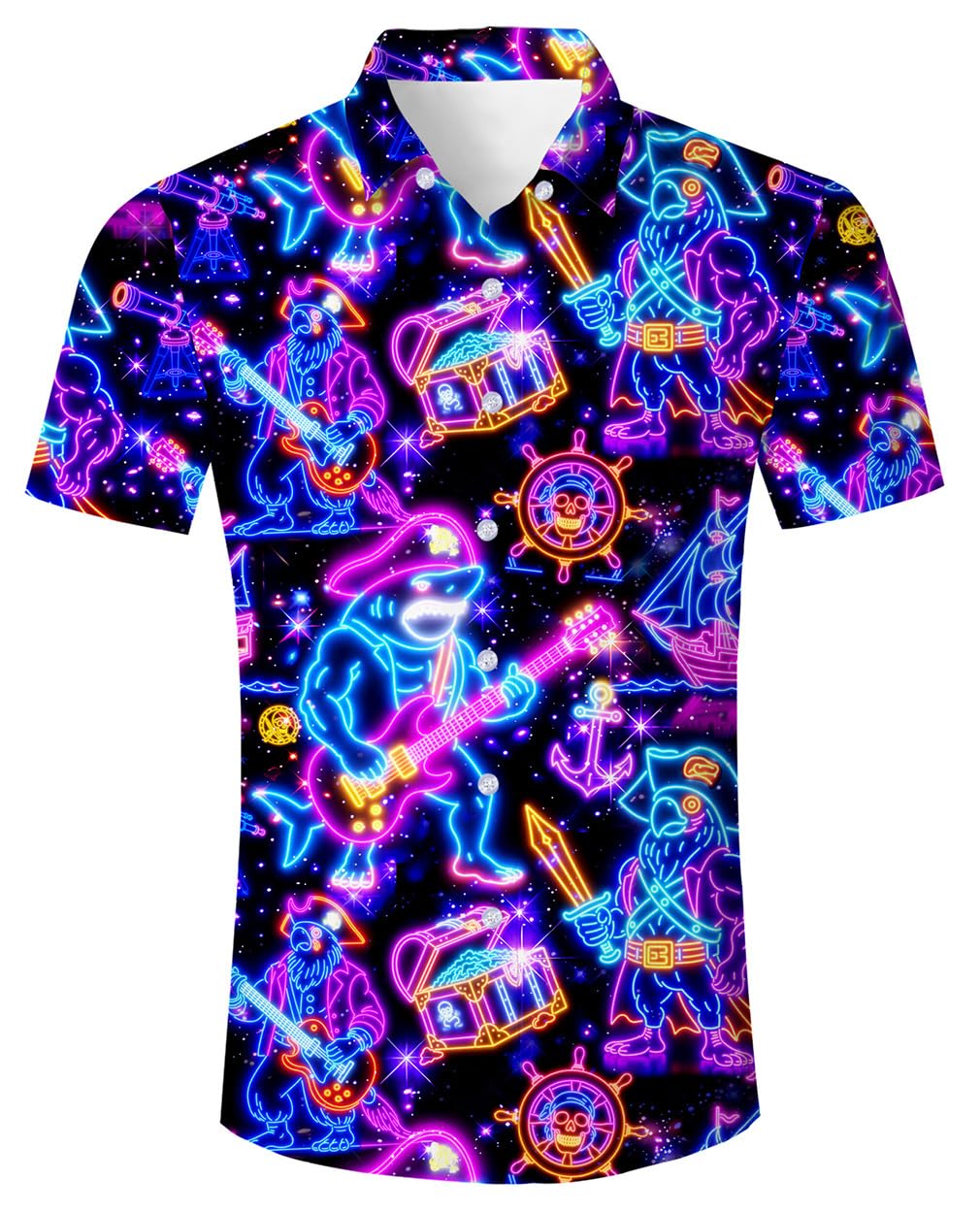 ALISISTER Mens Hawaiian Shirt 3D Print Casual Button Down Ugly Shirts Beach Holiday Aloha Short Sleeve Shirt — view 17