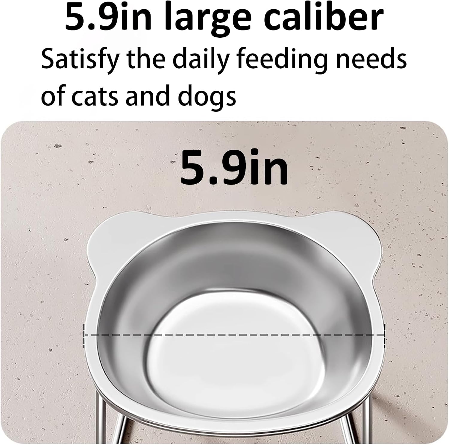 Stainless Elevated cat Bowls 5.9 Inch with Metal Stand Slip Resistant Base 15 Degrees Tilted Raised Pet Dishes Double Bowl Design Food and Water Dish for Cats Kitten Small Dog (2 Pack Raised Bowls)