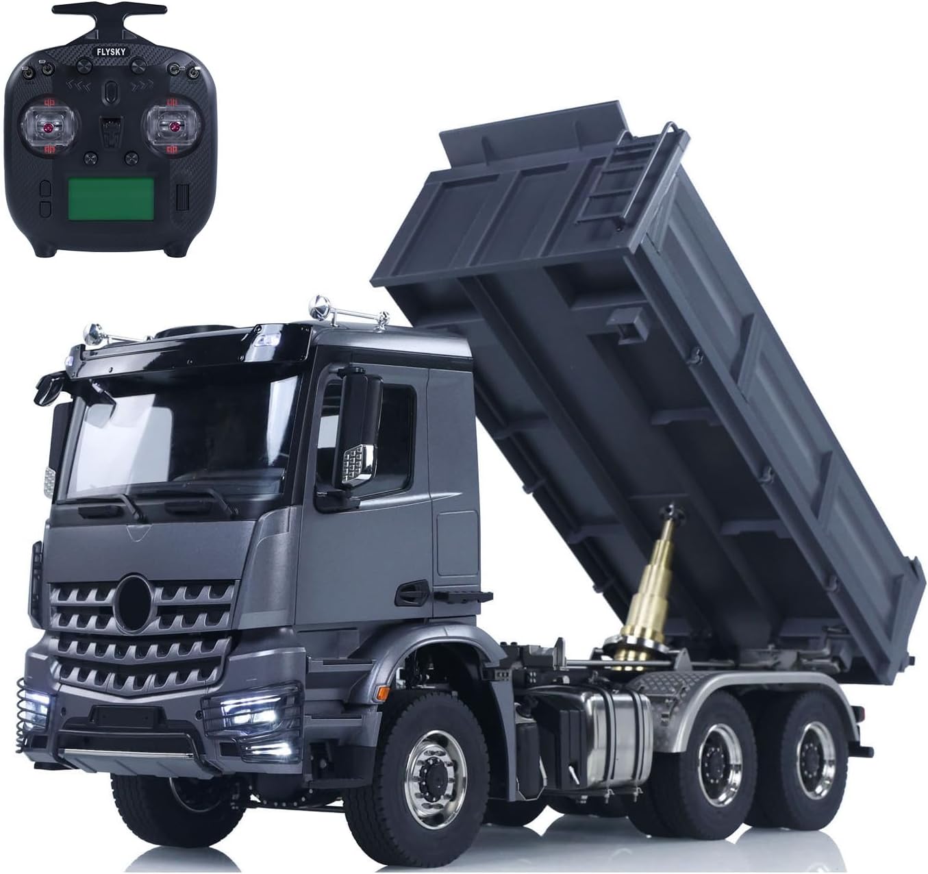 1/14 6X6 Hydraulic RC Dump Truck Metal Radio Control Tipper Car 3-Speed Gearbox Differential Lock Axles Motor Servo ESC
