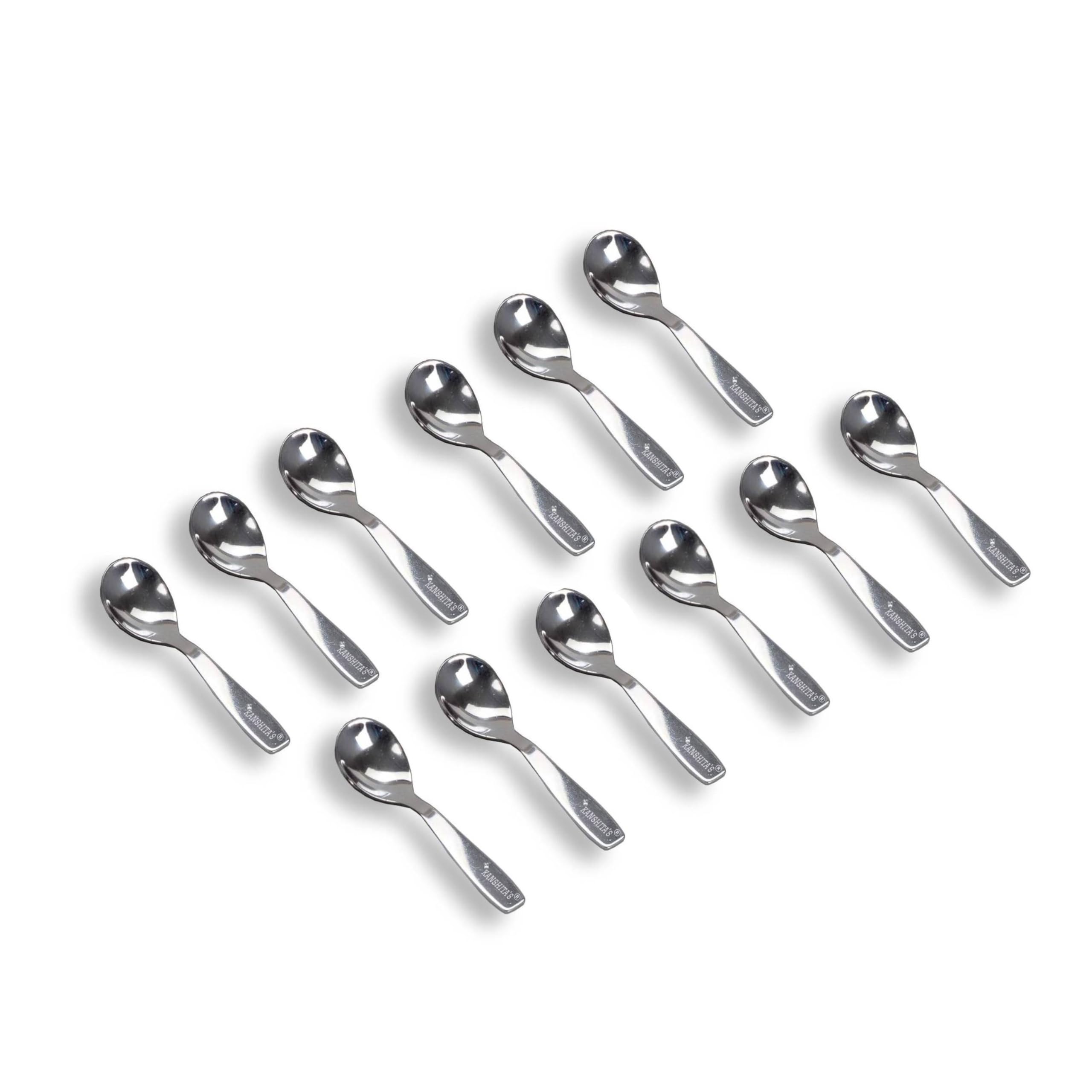 Stainless Steel 12 Pieces Small Spoons for Container/Spice Jars | Masala Spoons | Small Spoon for Spices | Spoon Set | 12 Mini | Length 10.5 cm | Silver-image-19