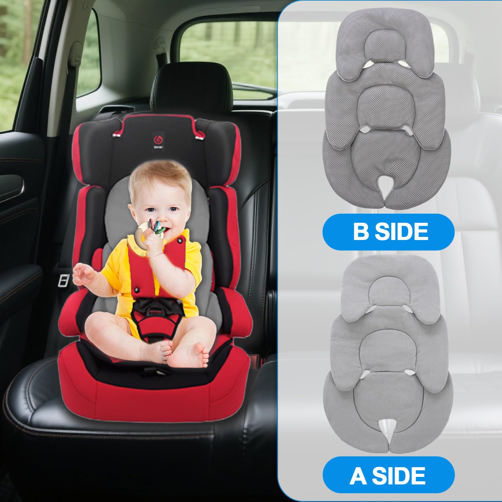 MeYuxg Inserte el Asiento Infantil, la Cubierta Universal del Bebé, la Cabeza y la Sesión con el Asiento del Bebé más Pequeño, del Automóvil y la Silla Alta (Gris)