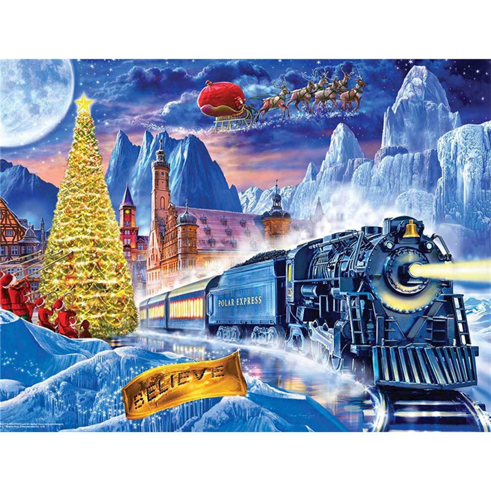 Kit Peinture Diamant Toile Hivernale Anti-Stress Carré 70x90cm