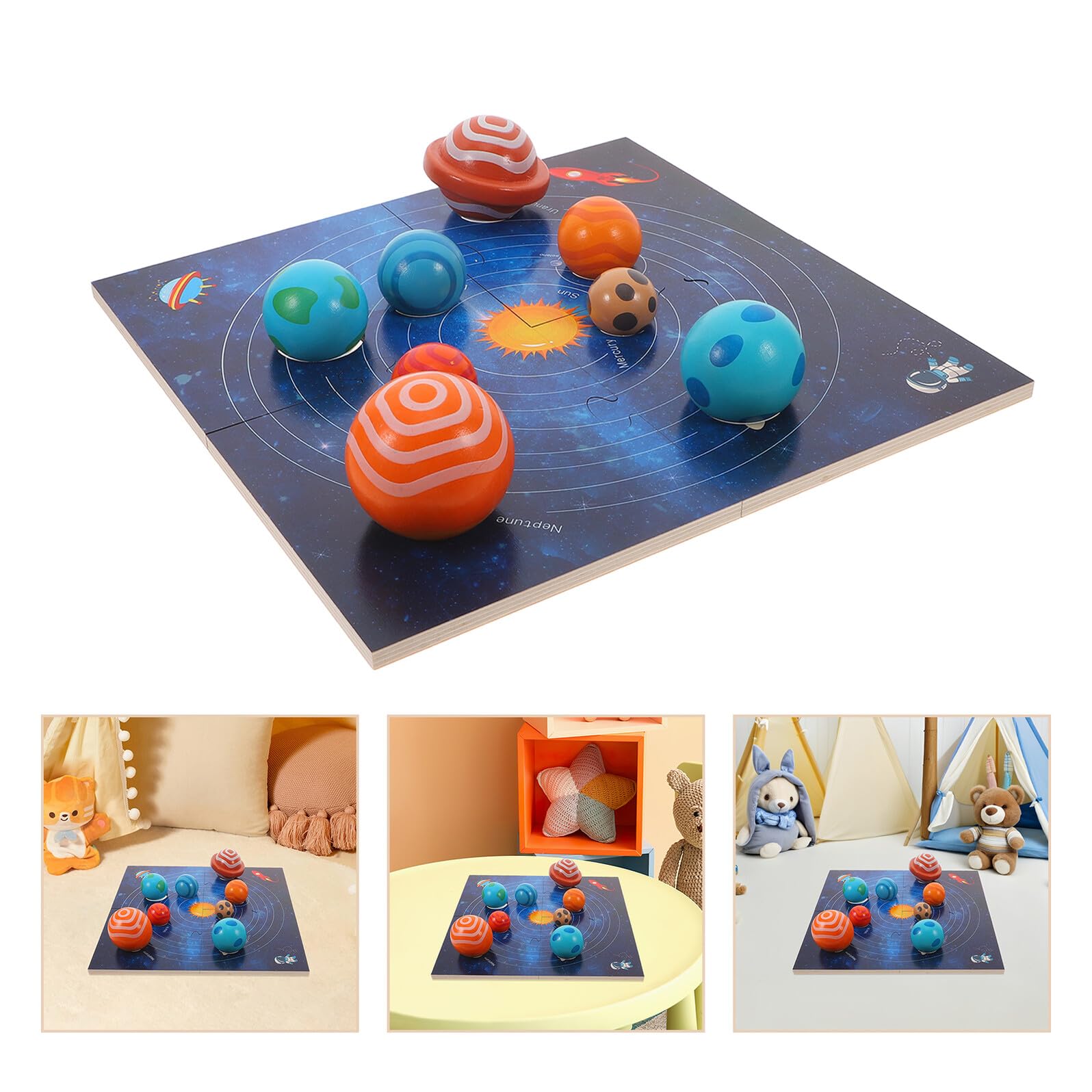 ERINGOGO Puzzle en Bois Système Solaire pour Tout-Petits 8 et Planches de Correspondance, Jouet Éducatif Montessori pour Développement et Jeu Familial
