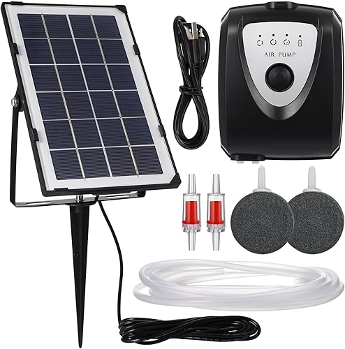 Tofficu Bomba de aire de acuario Bomba de aire para acuario Bomba de aire de energía solar Juegos de aireador Equipo de oxigenación para acuario