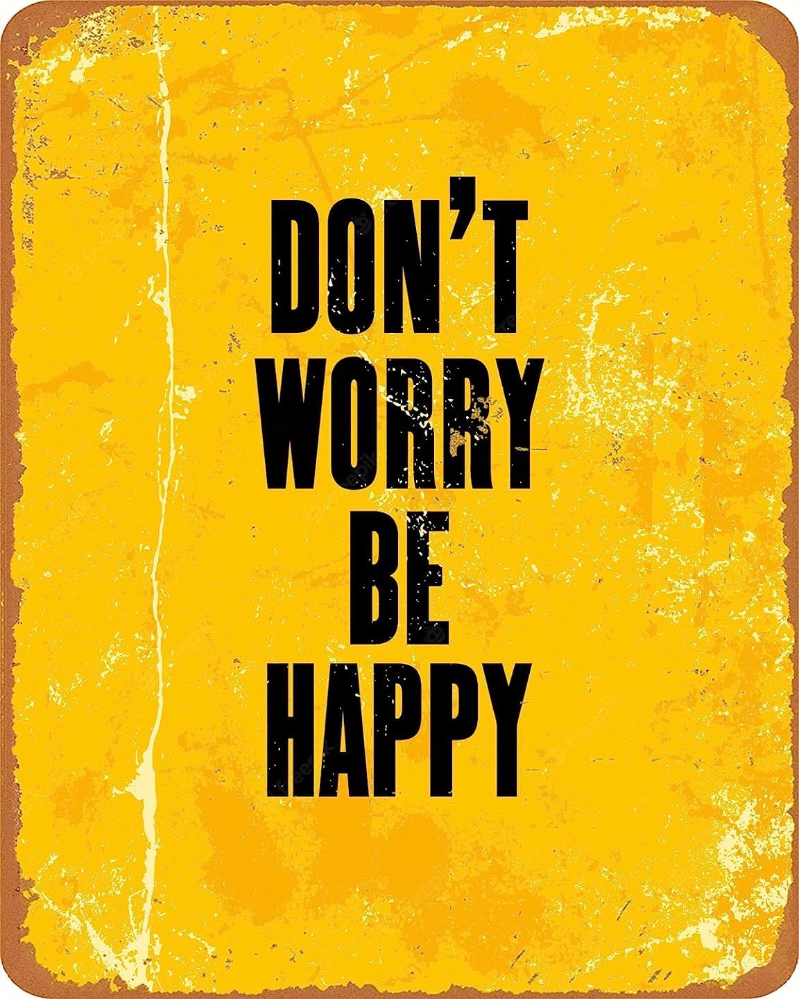 Pibonto Women's Wall Art Creative Tin Sign Don't Worry Be Happy Vintage Wall Decor Retro Art Tin Sign Metal Signs For Home Bar Pub Cafe Farm Room Antiques Metal Gift For Men 8X5.5 Inch