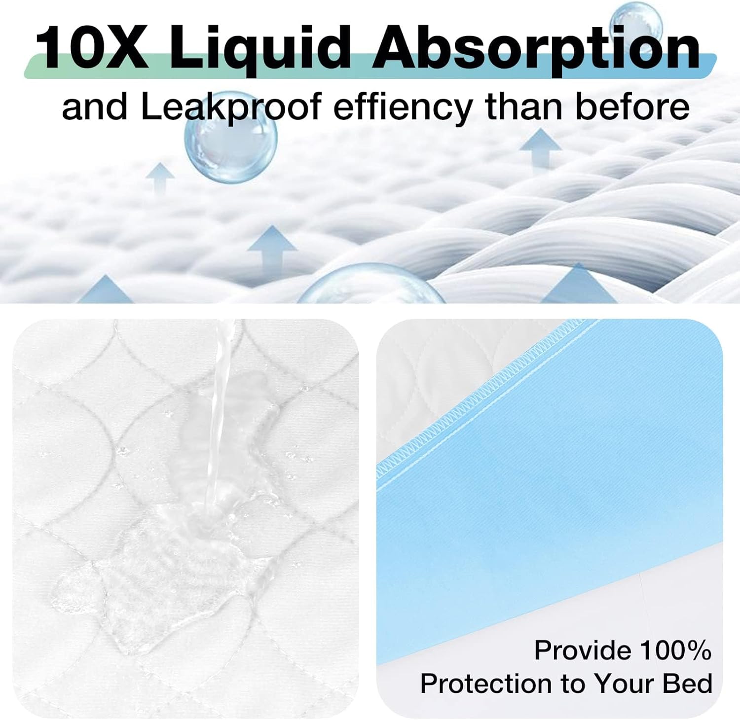 Bed Pads Washable Waterproof, 52" x 34" (4 Pack) Incontinence Bed Pads, Waterproof Bed Pad & Pee Pad, Perfect for Kids, Adults, The Elderly and Pets