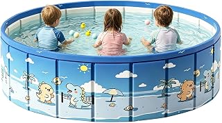 Zusammenklappbarer Schwimmpool im Außenbereich - Outdoor Badewanne mit Ablaufschlauch | Rutschfester Tragbarer Pool | für Zuhause, Garten, Terrasse, Urlaub, Park, See, Sommer