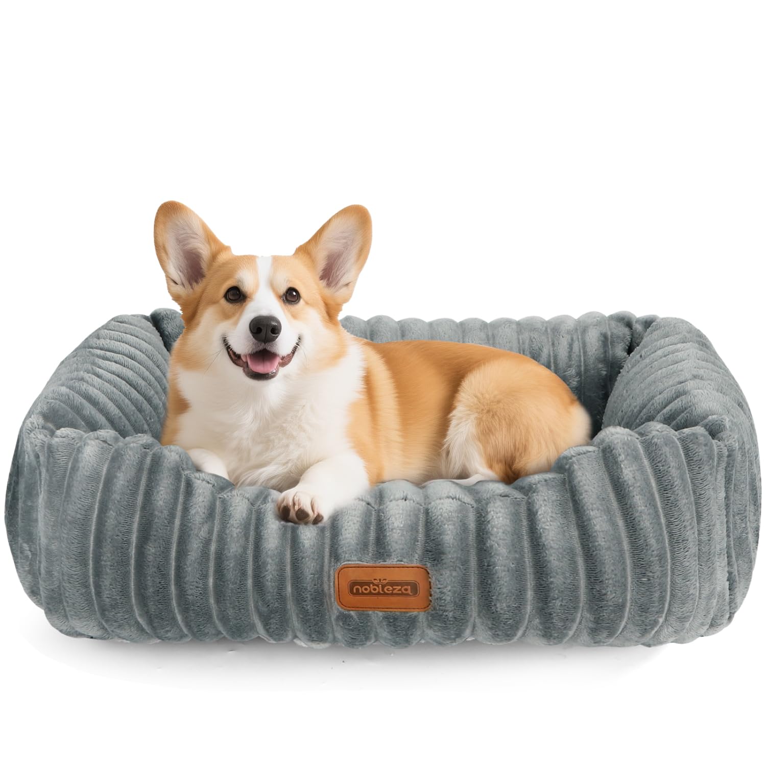 Nobleza Cama para Perro Mediano, Cama de Perro Lavable, 65x55x20cm para Perros con Suave Relleno de Esponja, Fondo Antideslizante, Funda Extraíble, Gris
