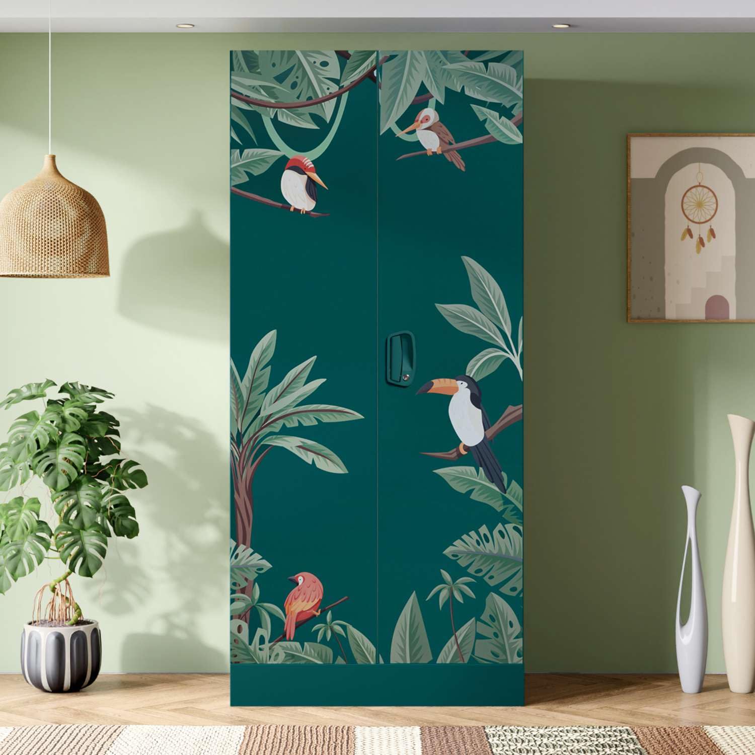 GODREJ INTERIO Almirah Aceline® 2-Door Digital Printed Steel Almirah, Cupboard for Clothes (Textured Foliage Green), 1-Year Warranty, 1 Full Locker, 2 Shelves-image-28
