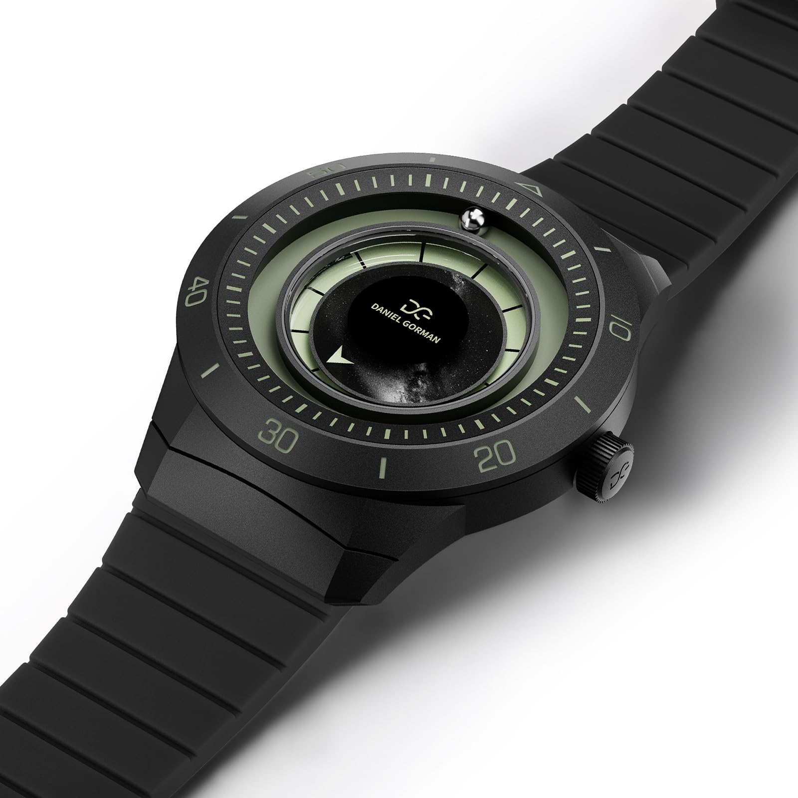 Orologio da polso da uomo con sfera magnetica, 42 mm, minimalista, al quarzo, con cronometro creativo, impermeabile fino a 3 atm, cassa in rame, orologio analogico con cinturino in