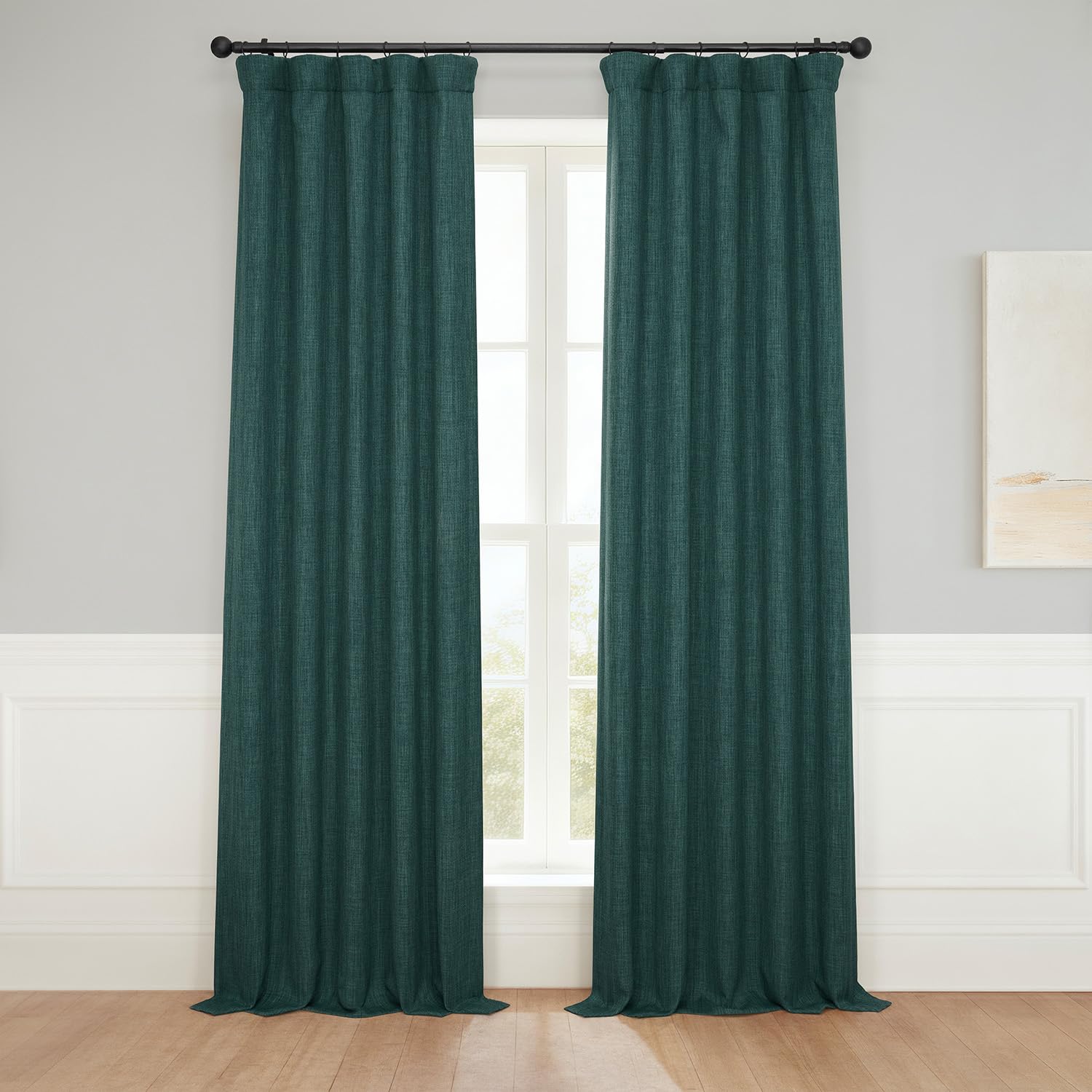 HPD Half Price Drapes Faux Linen Room Darkening Curtains for Bedroom 50 X 96, BOCH-LN21328-96 (1 Panel), Focal Green