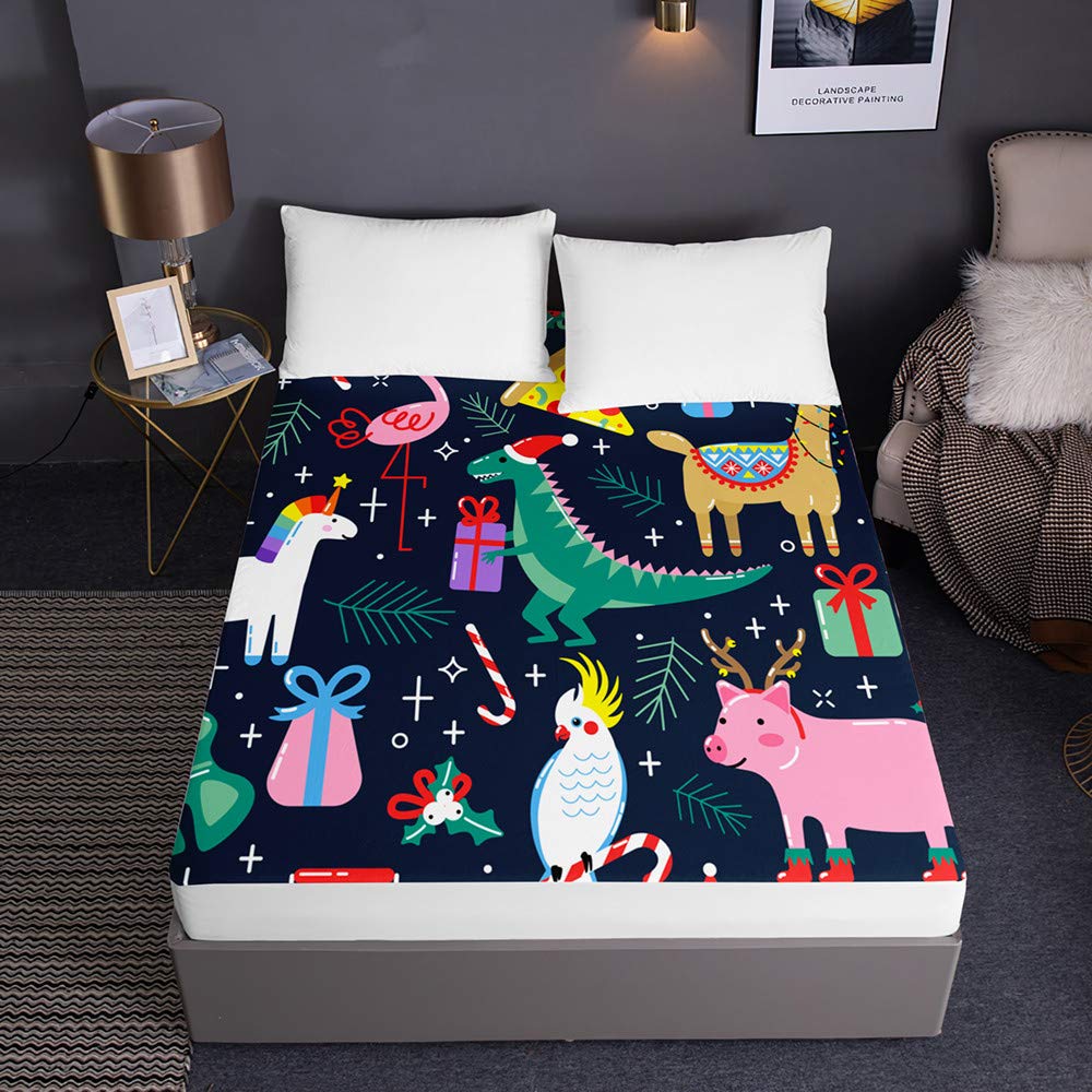 Housse de matelas Noël dinosaure pour chambre d'enfant douillette