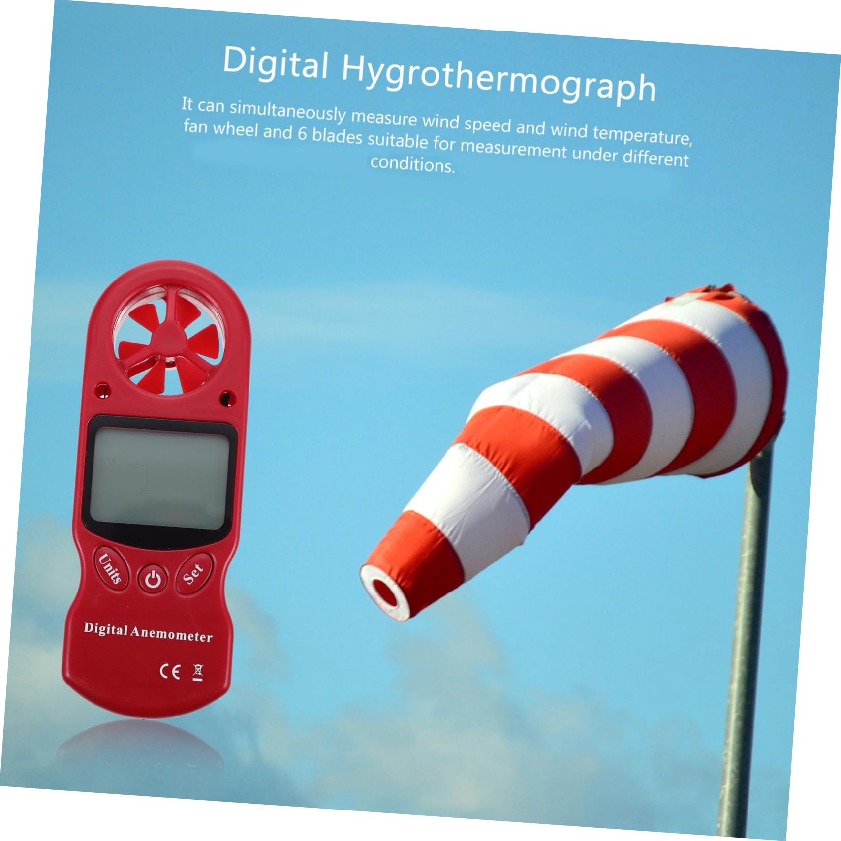 Anemómetro Digital de Mano con Higrómetro y Termómetro, Pantalla Lcd Retroiluminada, Medición de Velocidad del Aire para Climatización y Ventilación