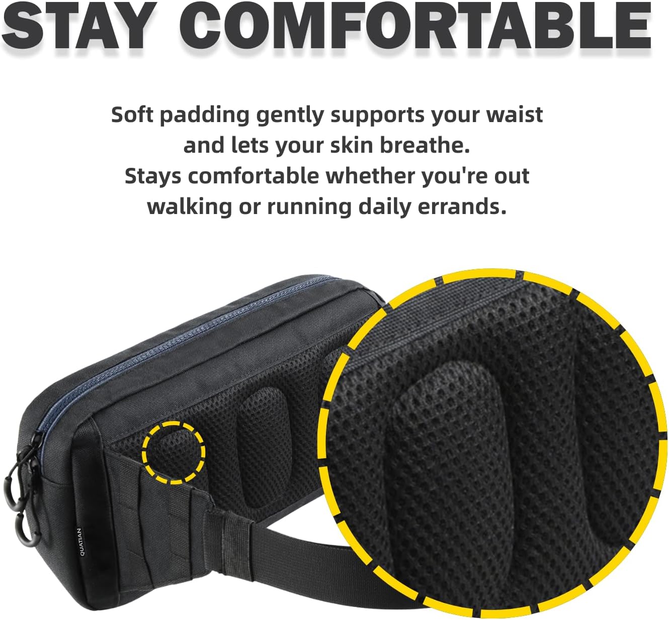 Water-Resistant Waist Pack with Breathable Back Panel and Key Hook for Travel Running Hiking and Everyday Use by QUATIAN - Image 6