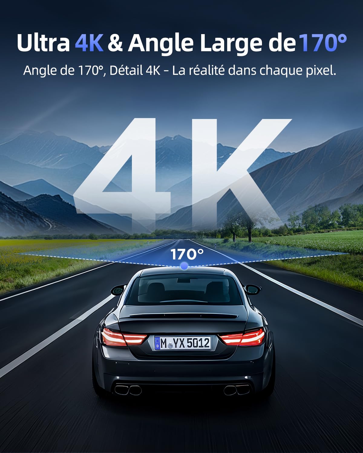 Dashcam Voiture 4K avec Écran IPS 1,5" & 5G WiFi & Carte SD 64G, Mini Dash Camera Voiture Rotative 360°, WDR, Mode Stationnement 24H, Capteur G, Enregistrement en Boucle, Grand Angle 170°, C200