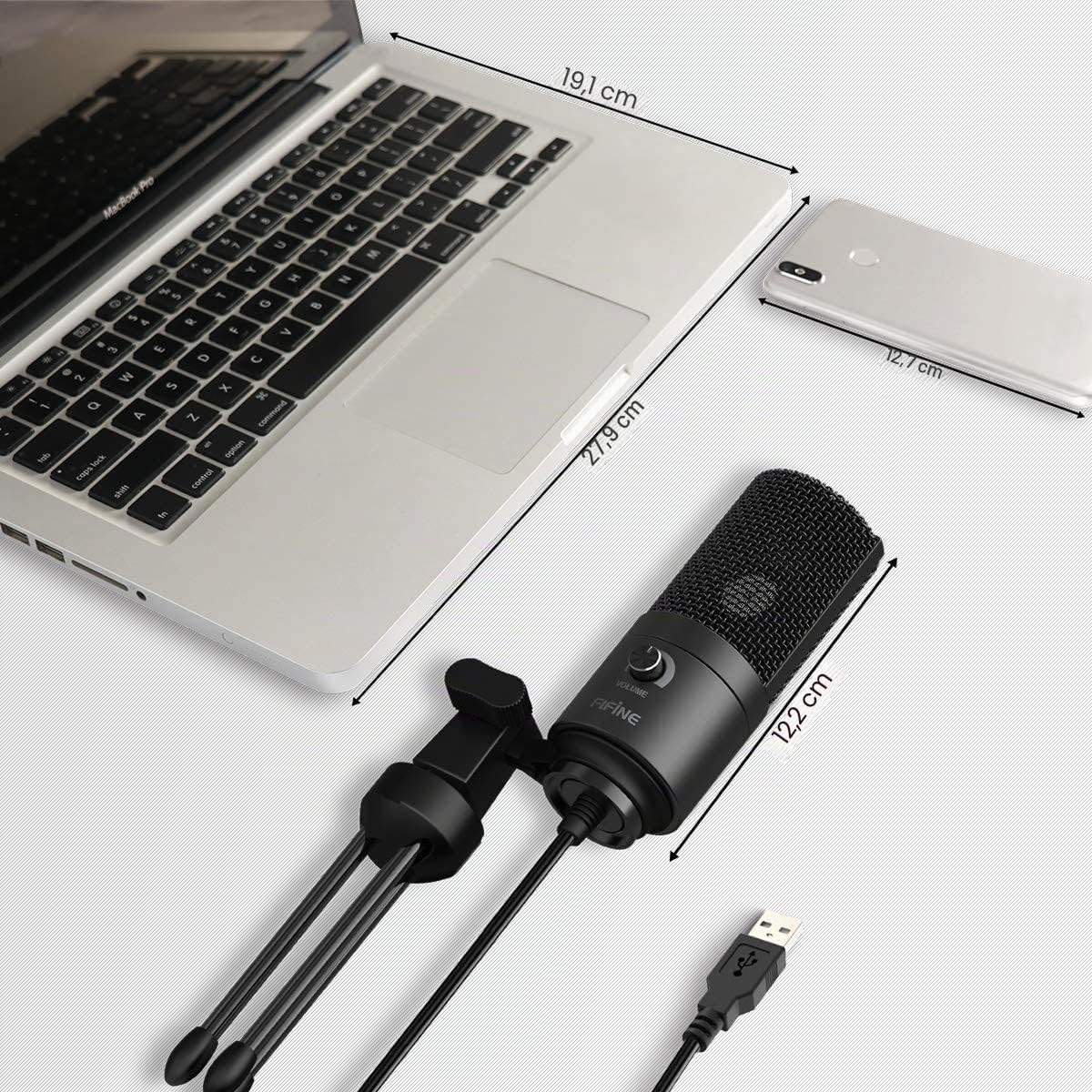 FIFINE USB Micro PC à Condensateur, Microphone Gamer pour Ordinateur PS4/PS5, Micro de Bureau de Studio Streaming Mac Windows - K669B