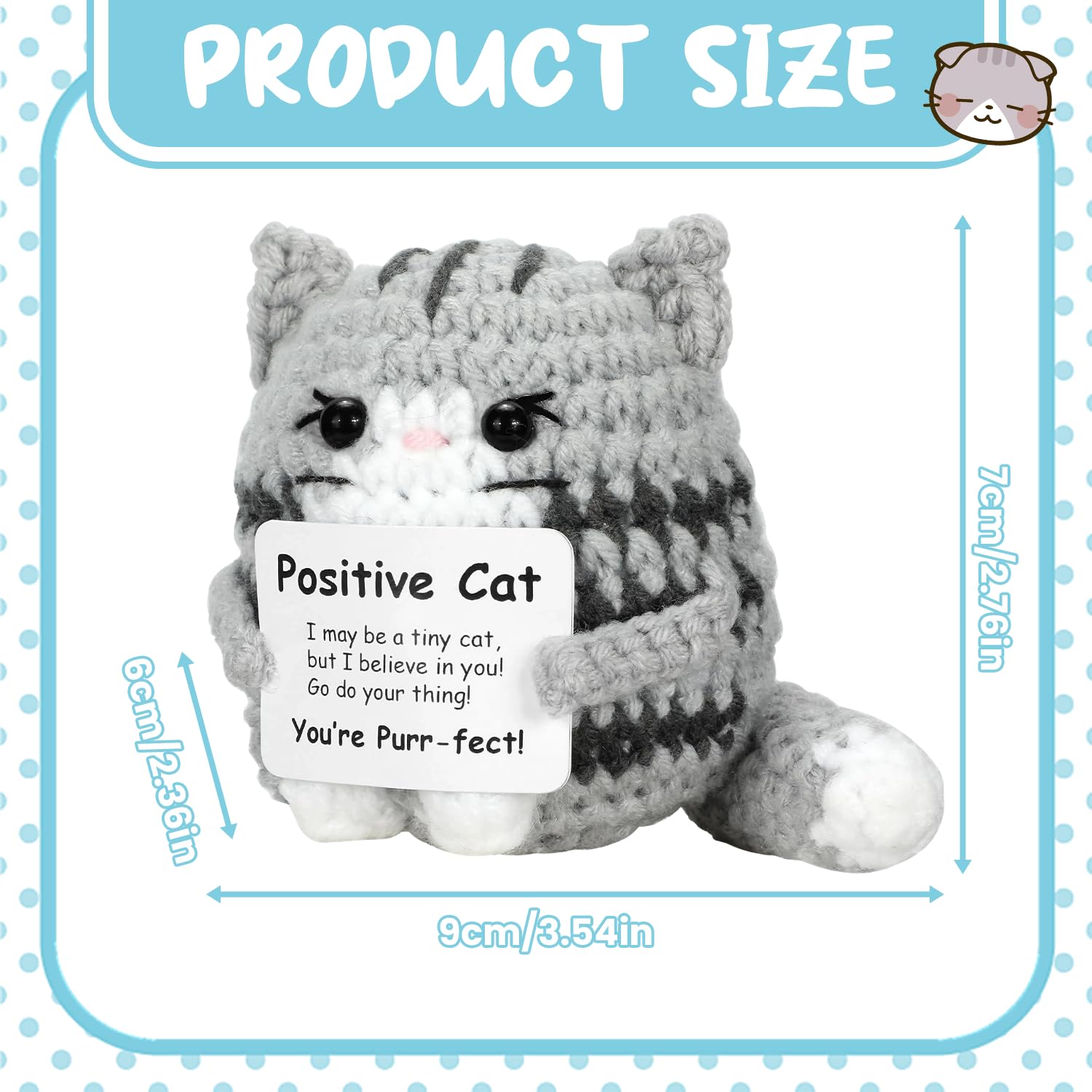 Onperpoe Positive Crochet Animals, Funny Positive Cat with Inspirational Card - Image 2