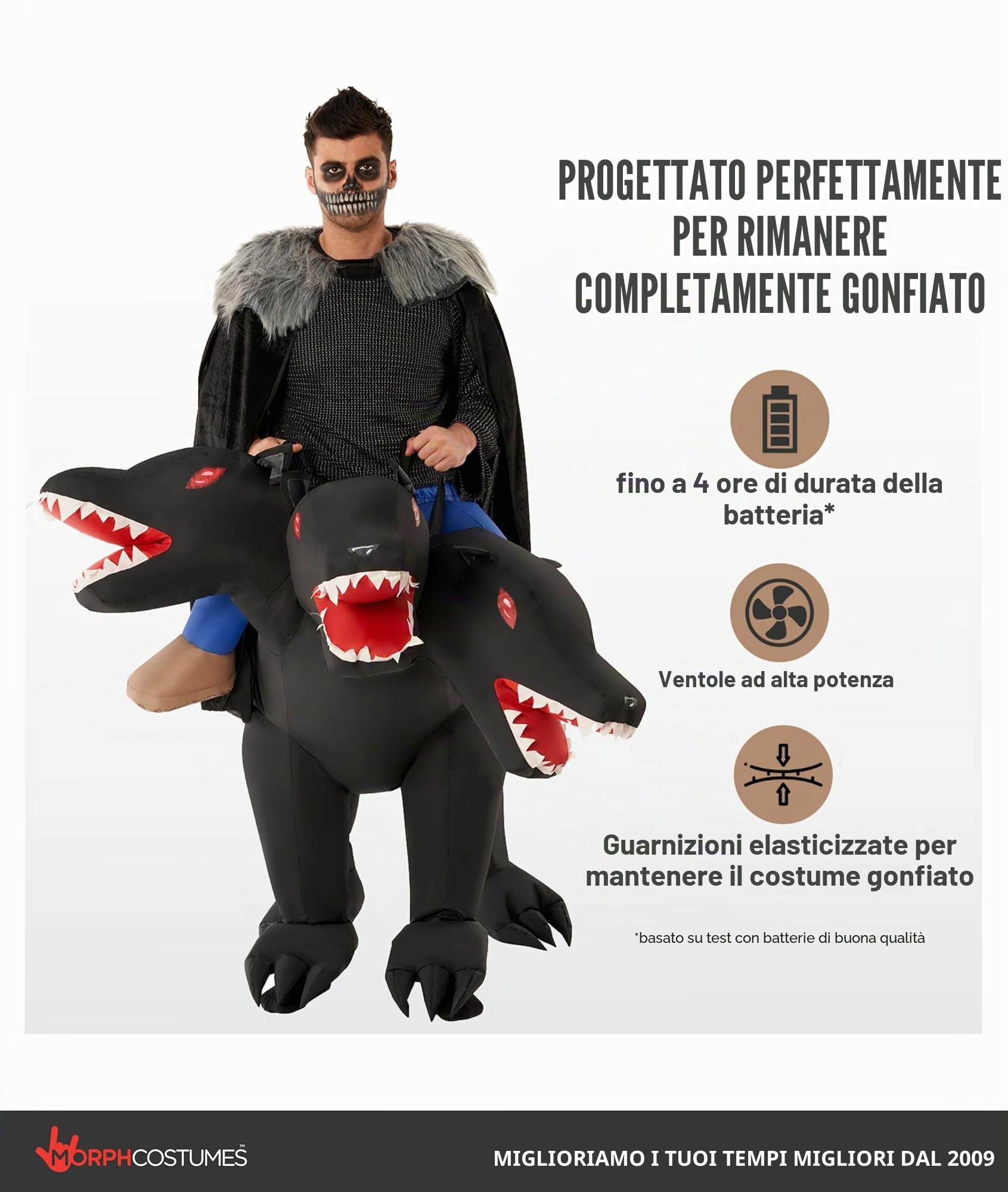 Morph Cane a Tre Teste Gonfiabile, Costume Halloween Adulto
