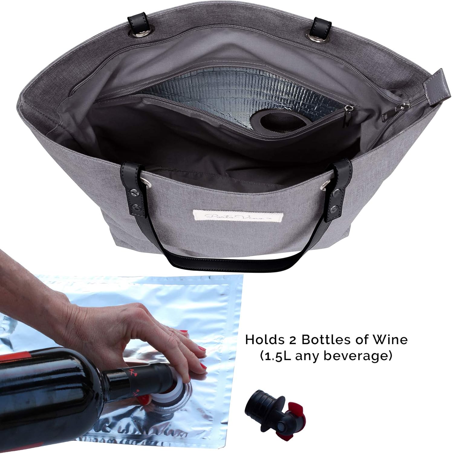 Bеѕt Cуbеr Mоndау 🔥 PortoVino Beach City Wine Tote with Hidden, Leakproof & Insulated Compartment, Holds 2 Bottles of Wine! Great for Travel, BYOB Restaurant, Party, Dinner, (Grey) 🛒 Crаzу Dеаlѕ PortoVino Beach City Wine Tote with Hidden, Leakproof & Insulated Compartment, Holds 2 Bottles of Wine! Great for Travel, BYOB Restaurant, Party, Dinner, (Grey)