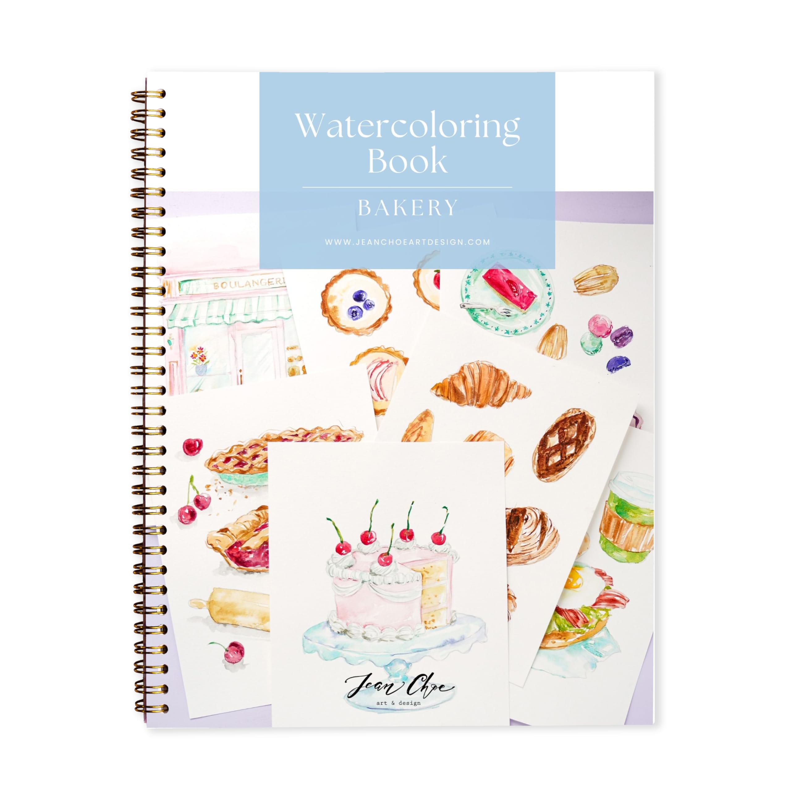 Bakery Watercolor Workbook with Real Cold Press Cotton Watercolor Paper, Pre-Outlined Des…