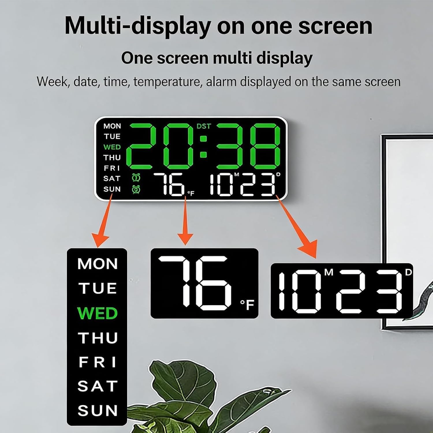 Large Digital Clock Led Large Multifunctional Home Decor with Date image 4