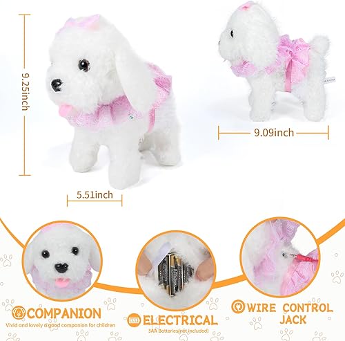 Miniatura 5 de Perro de peluche interactivo para cachorros, perro robot realista de cola meneante, juego de aseo, juguetes perfectos para regalo de cumpleaños de
