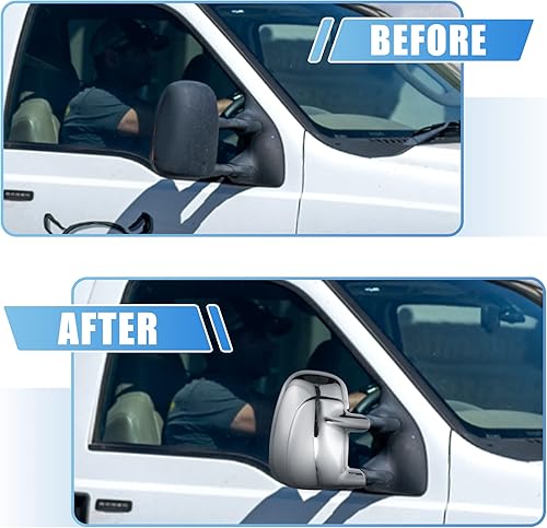 Miniatura 2 de X AUTOHAUX 1 par de cubierta de espejo cromado exterior de automóvil cubierta de espejo completo para Ford F-350 Super Duty 1999-2007 para Ford