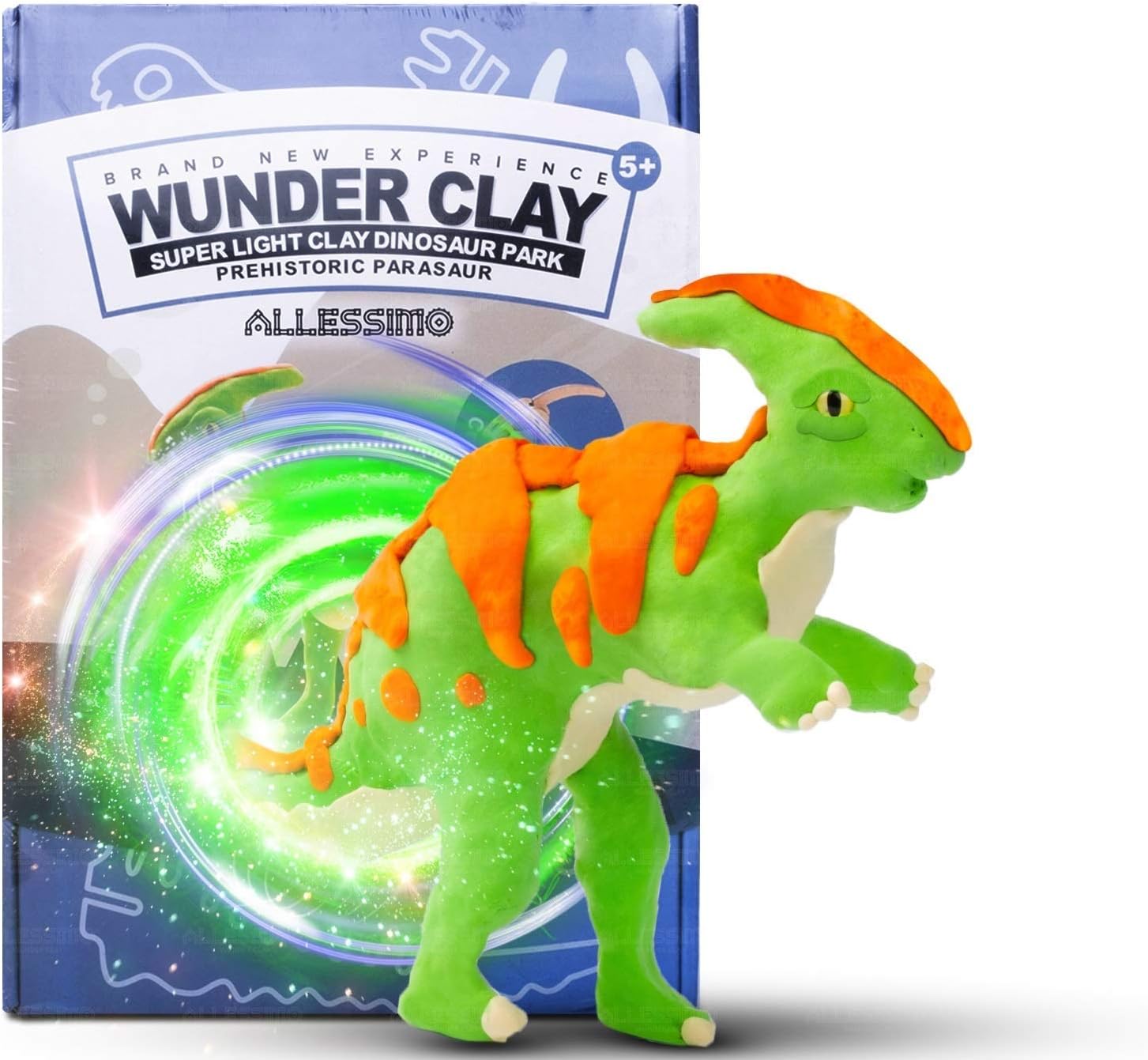 Allessimo - Wunderclay 3D Air-Dry Clay Puzzle Parasaurolophus Clay Kit for Boys Girls Build Jigsaw Assembly Puzzles Ages 5+
