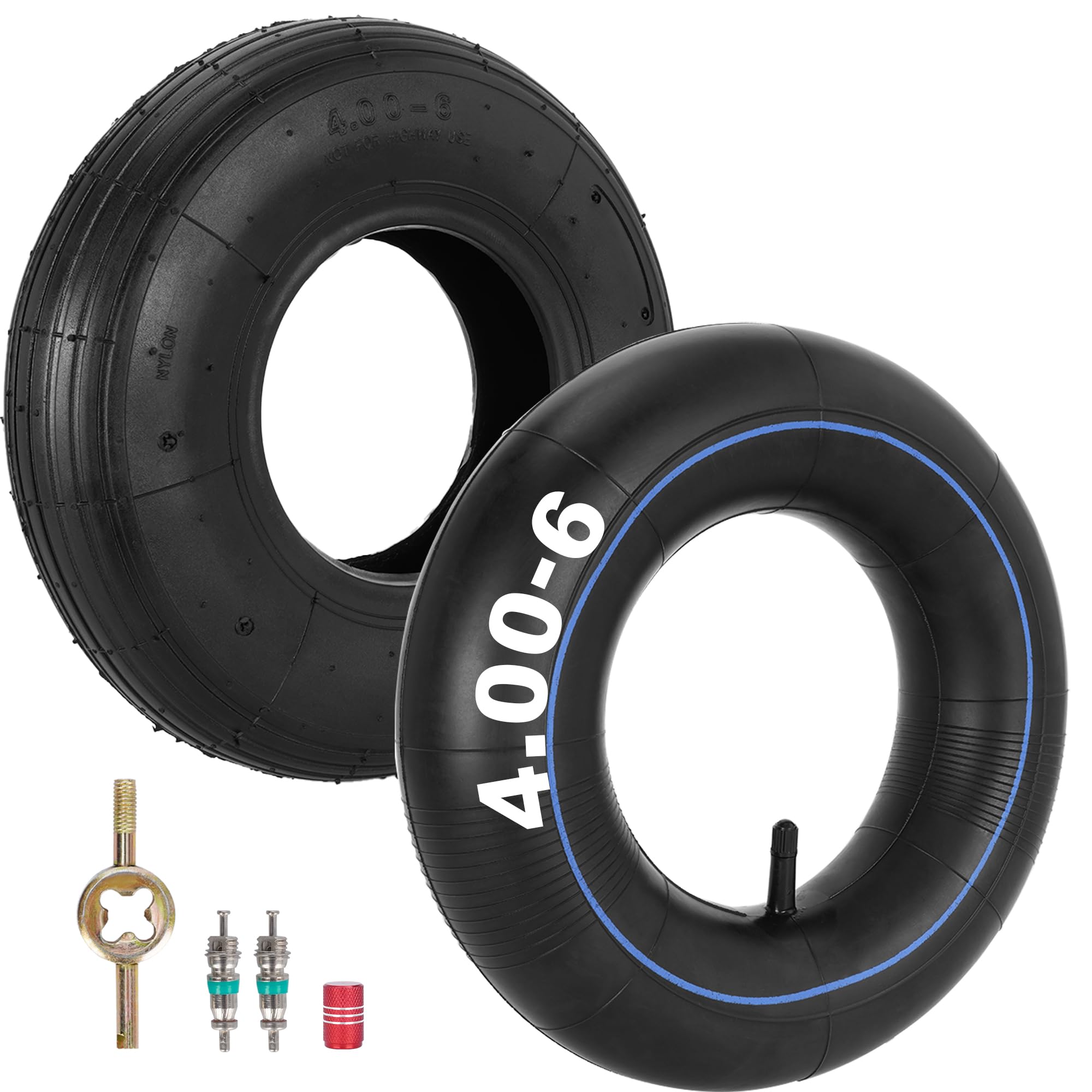 RUTU 4.00-6 Tire and Inner Tube 13" Wheelbarrow Wheel and Tire Replacement for Gorilla Cart Garden Wagon Hand Truck with TR13 Straight Valve Stem Heavy Duty 1 Set