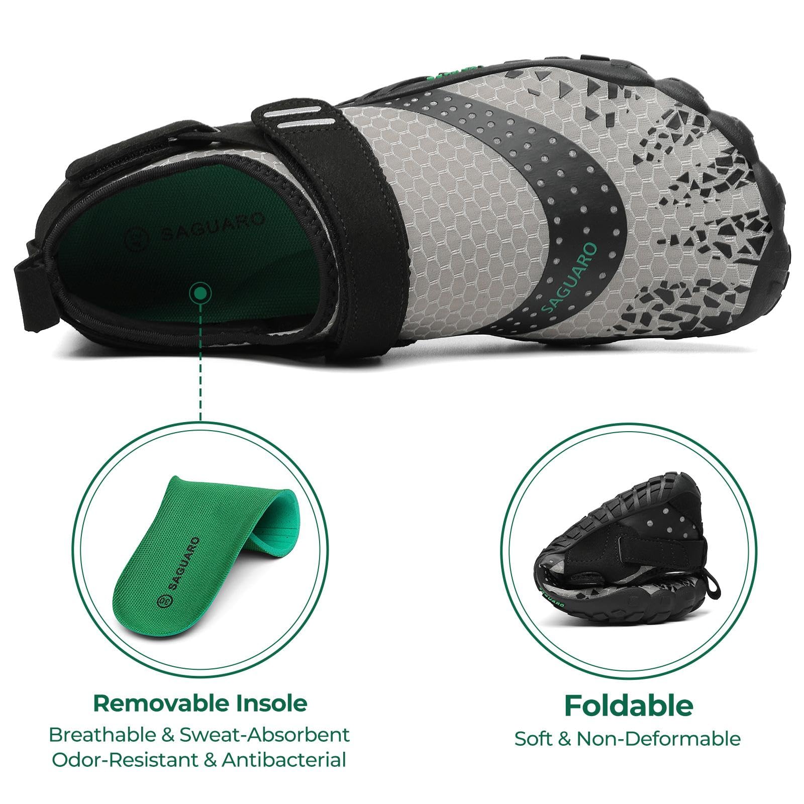 SAGUARO Barefoot Shoes Uomo Donna Scarpe Barefoot - Scarpe Minimaliste Scarpe da Palestra - Traspiranti Scarpe da Scoglio - Punta Larga e Suola a Goccia Zero Nero Fumoso,Gr.35-48 EU