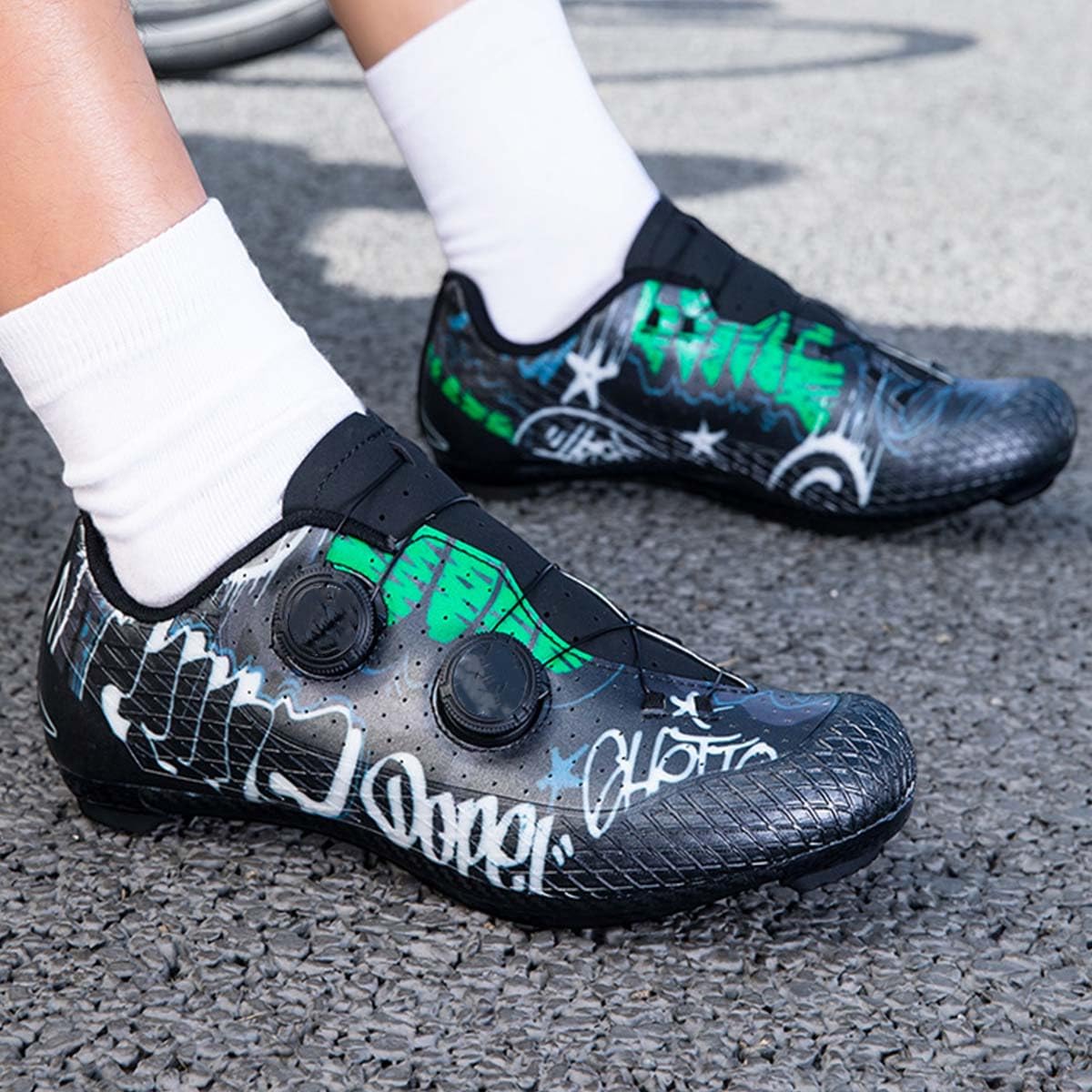 Scarpe da Ciclismo su Strada con Delta Pedale | Traspirante, Leggera, multifunzionali, Microfibra, Chiusura A Rotella, Suola Antiscivolo, Sportive da Esterno