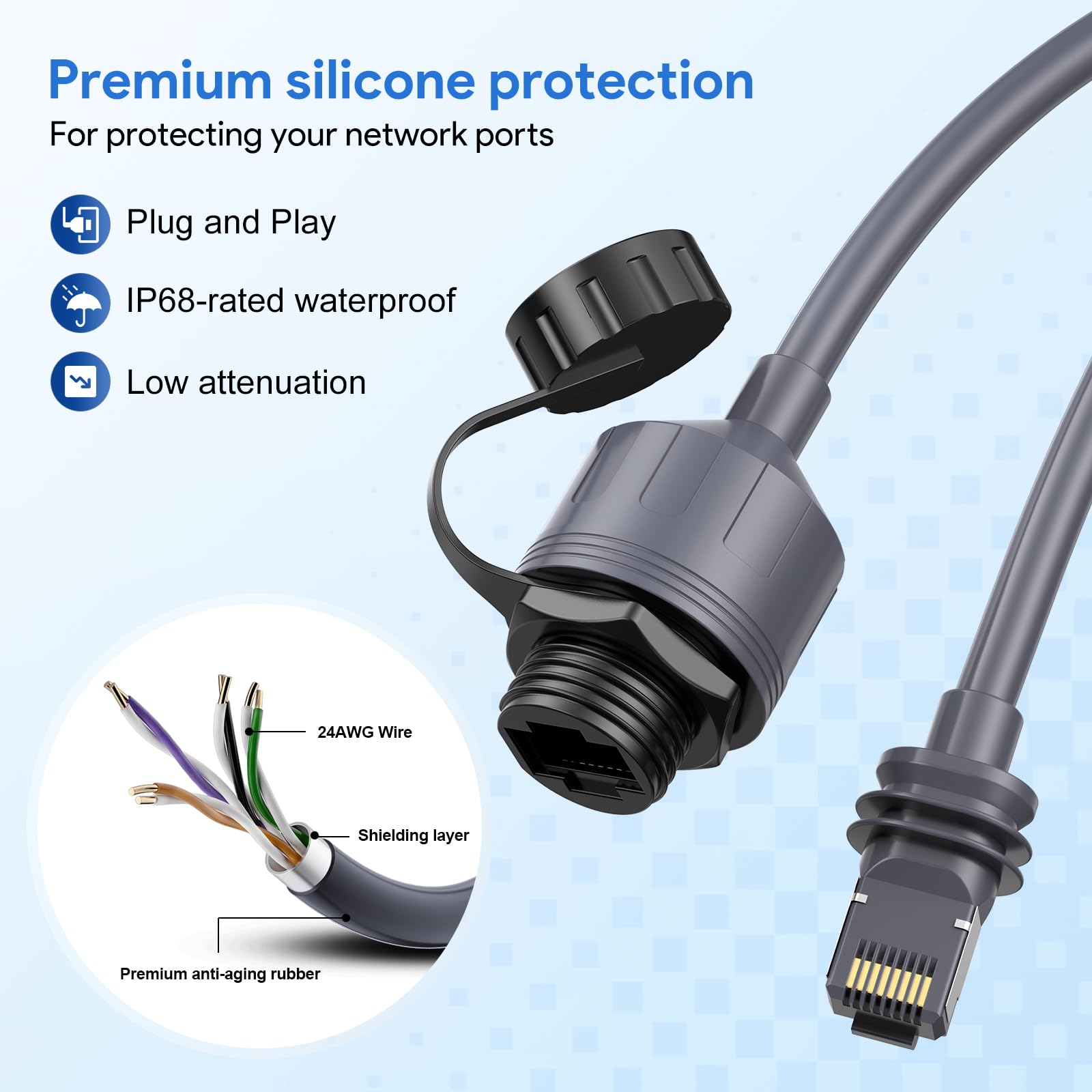 EDUP Starlink - Adattatore Ethernet Gen 3 e Mini con prolunga per cavo impermeabile, accoppiatore RJ45 per Star Link Standard V3 e mini Dishy, ideale per uso interno/esterno (confezione da 2)