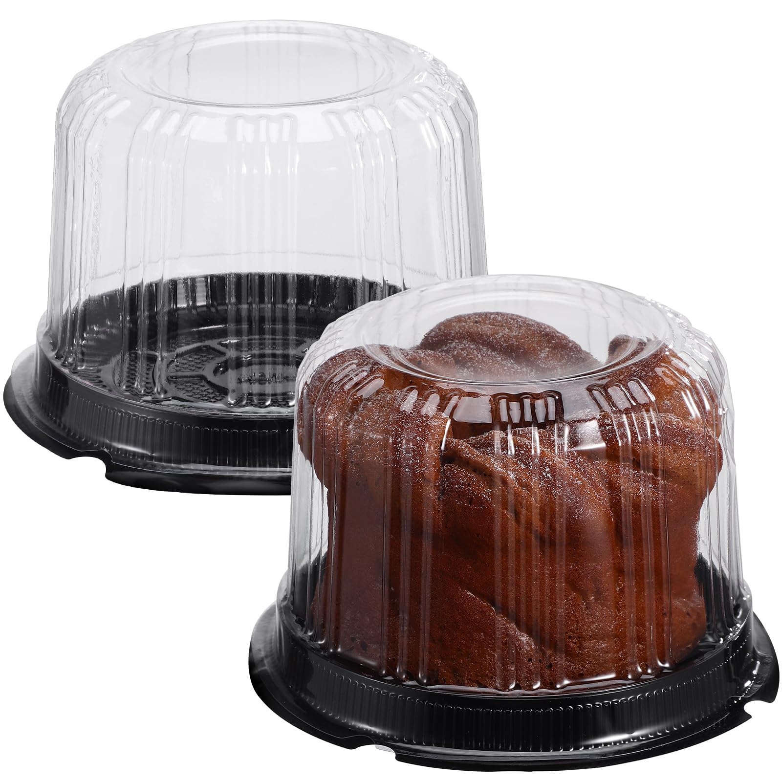 Kichvoe Contenedores de plástico para tartas con tapas, 10 soportes redondos transparentes para tartas con cúpula, soportes para tartas de 4 pulgadas