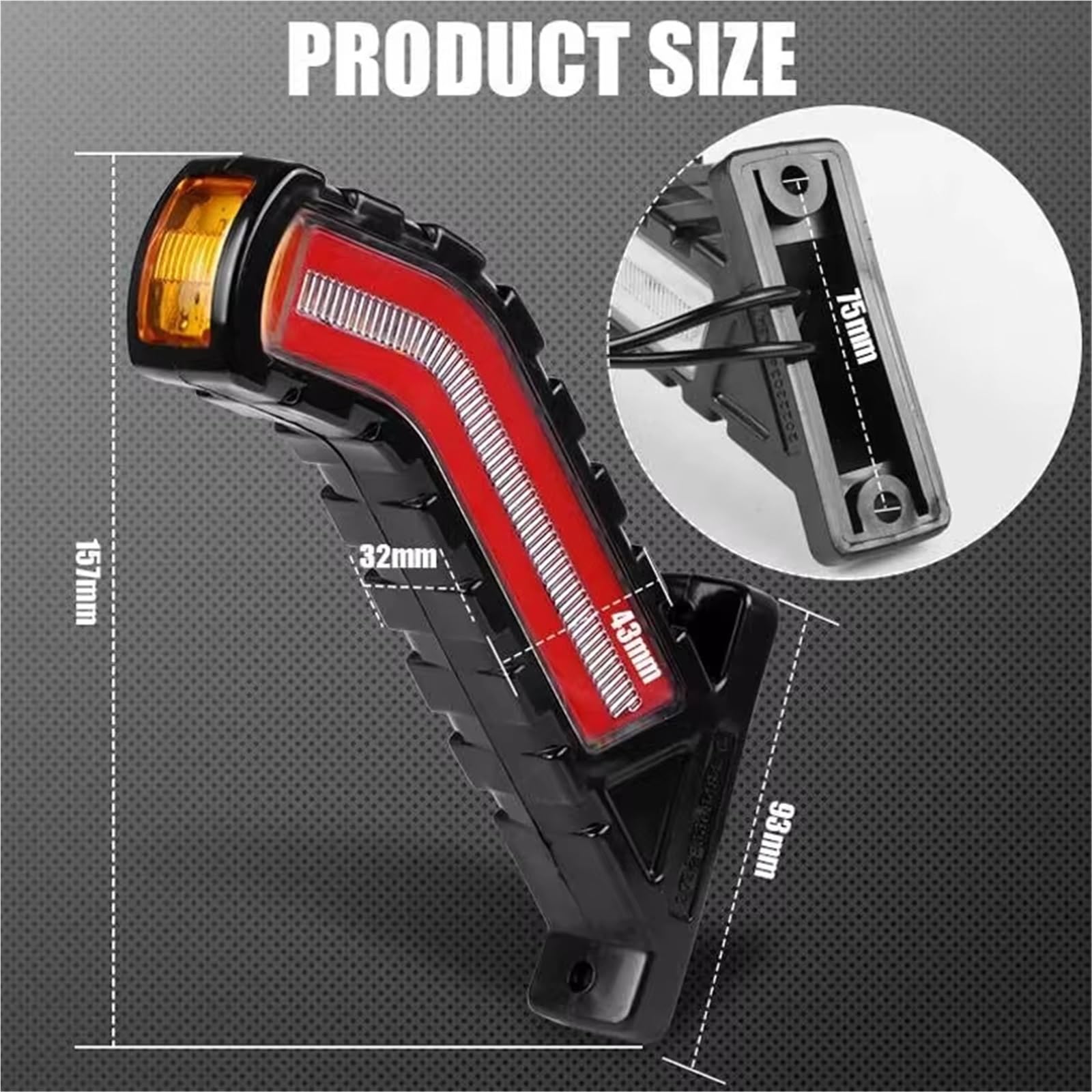 Genérico intermitente automóvil 2 Luces LED De Posición Lateral Lámpara Intermitentes Universal Para Coches SUV Camiones Rvs Autobuses Barcos Remolques(2pcs Signal Light)