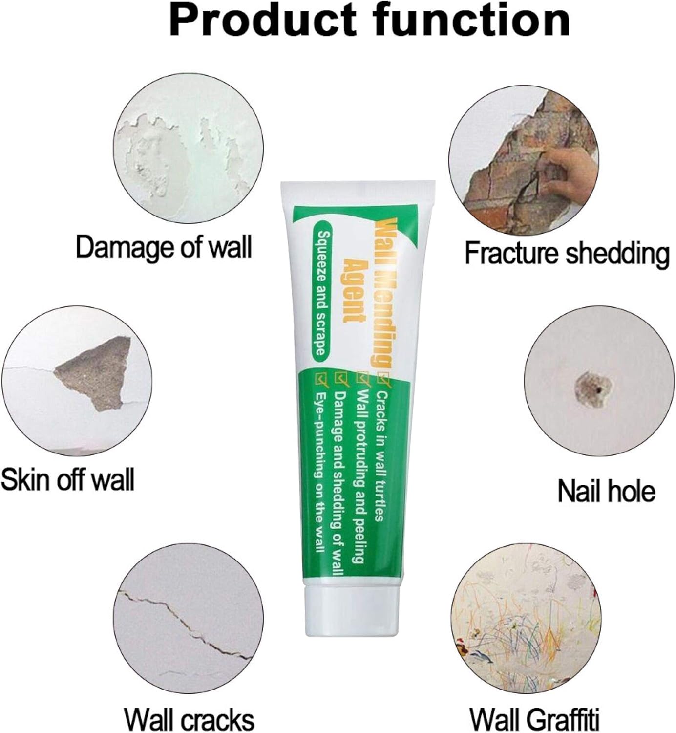 Wall Mending Agent 3 Pack Drywall Repair Kit with Wall Surface Repair Free Scraper and Tips Hole Filler Quick and Easy Solution Self-Adhesive Drywall Repair Putty - - 