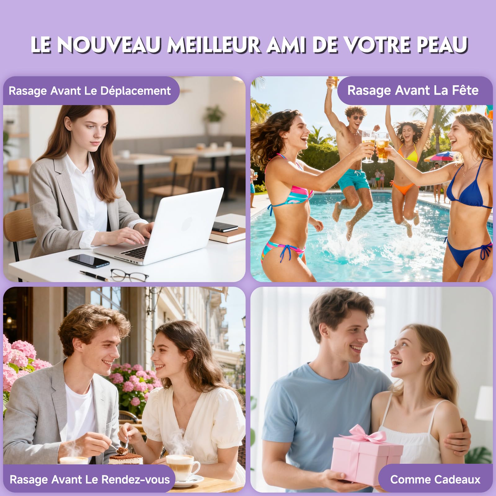 Tondeuse Femme Intime Maillot, Rasoir Électrique Femme 3-en-1, Rasoir Femme sans Douleur, Épilateur Visage et Corps Étanche avec Écran LCD pour Jambes, Bras, Aisselles