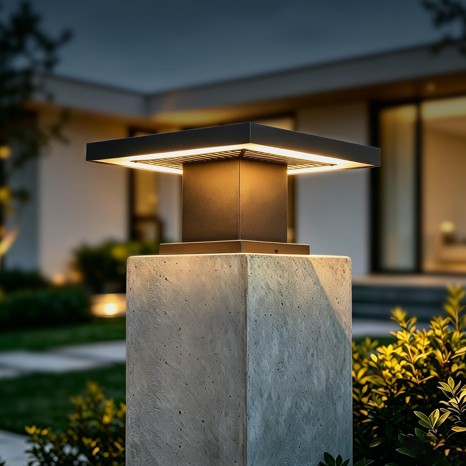 Outdoor Post Lights Modern 3000K LED Column Caps Lights Waterproof Outside Housing Pillar Lights Hard Wired Landscape Pathway Lamp Fence Deck Caps Lanterns For Gate Mailbox Pier Pedestal Lighting