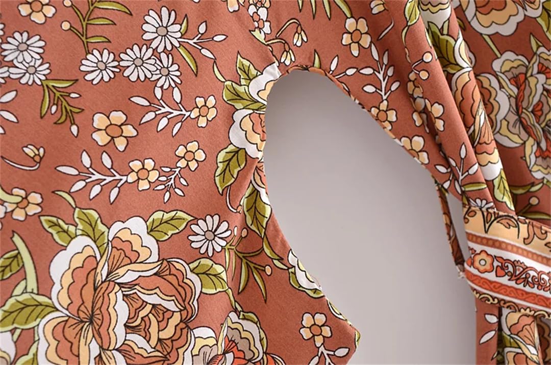 Disimlarl Abito da donna con maniche a pipistrello, stile bohémien, kimono, scollo a V, corto, copricostume bikini