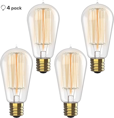 Miniatura 6 de Bombillas incandescentes vintage de 60 vatios Edison (paquete de 4) Base E26E27 de vidrio transparente de 60 W Bombilla Edison de 2100 K