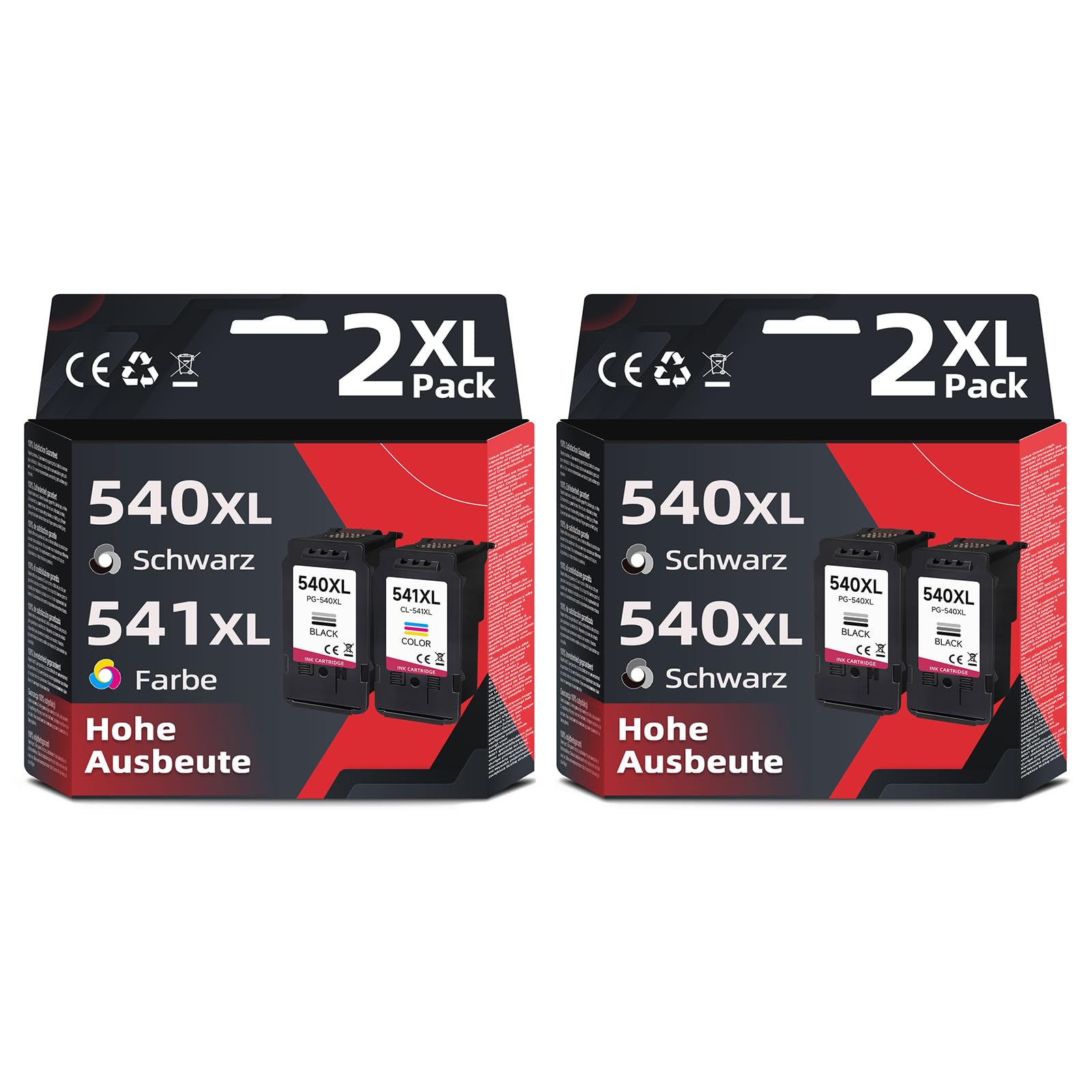 Skyink PG-540XL CL-541XL (2 Schwarz, 2 Farbe) 4-Pack Tintenpatrone Kompatibel für Canon Druckerpatronen 540 XL 541 XL PG540 CL541 für MG3150 MG3550 MG3650 MG3650s MG4250 TS5150 TS5151 MX375 MX475