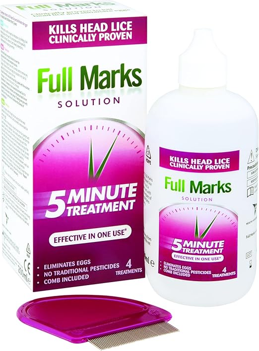 Full Marks Head Lice Solution, 4x 5 Minute Head Lice Treatment, 200ml