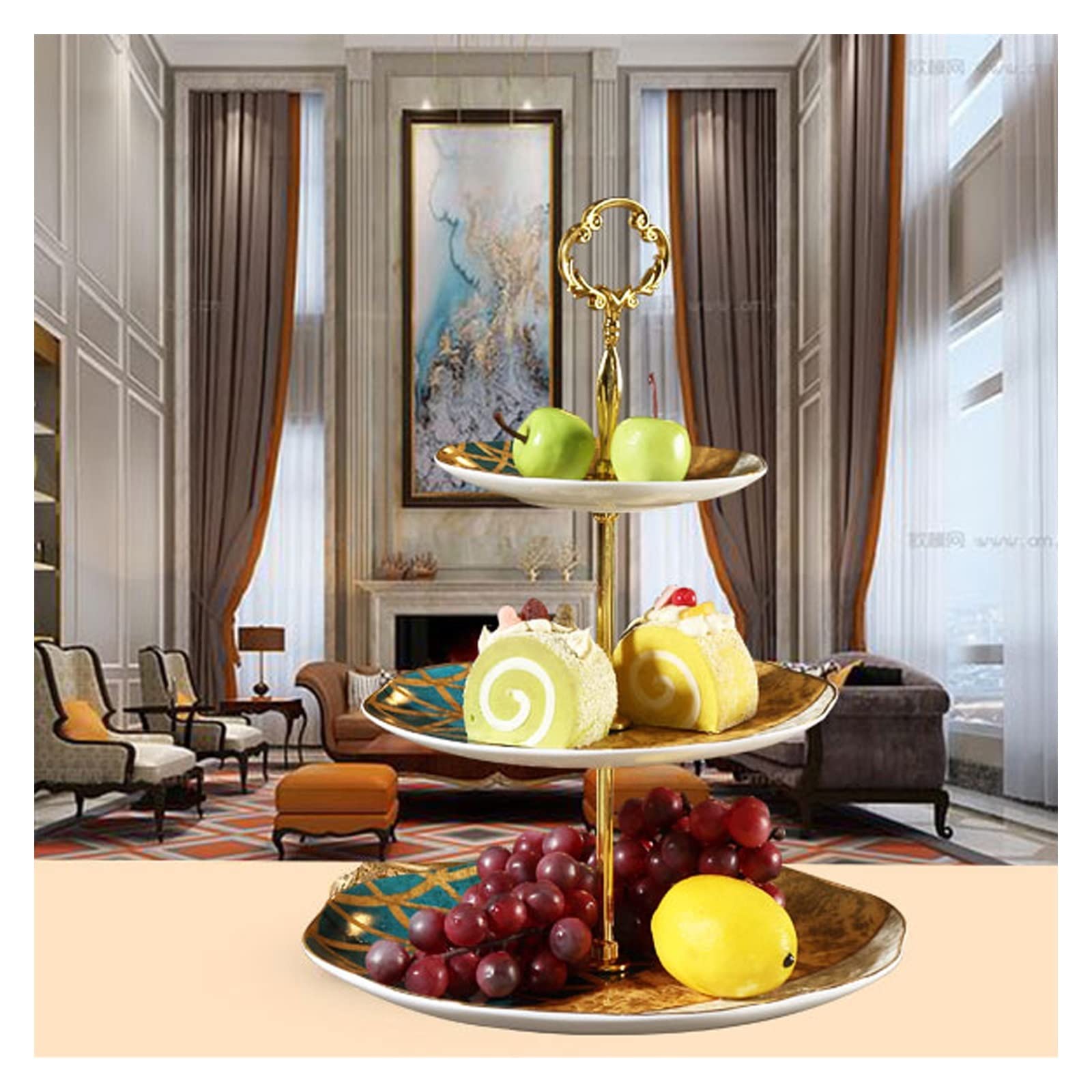 SUNESA Présentoir à Gâteau Thé de l'après-midi Snack Stand Trois Niveaux Gâteau Stand Dessert Table Snack Plate Trois Niveaux Gâteau Présentoir Assiette De Fruits Stand de Gâteaux (Color : 3 Layers)