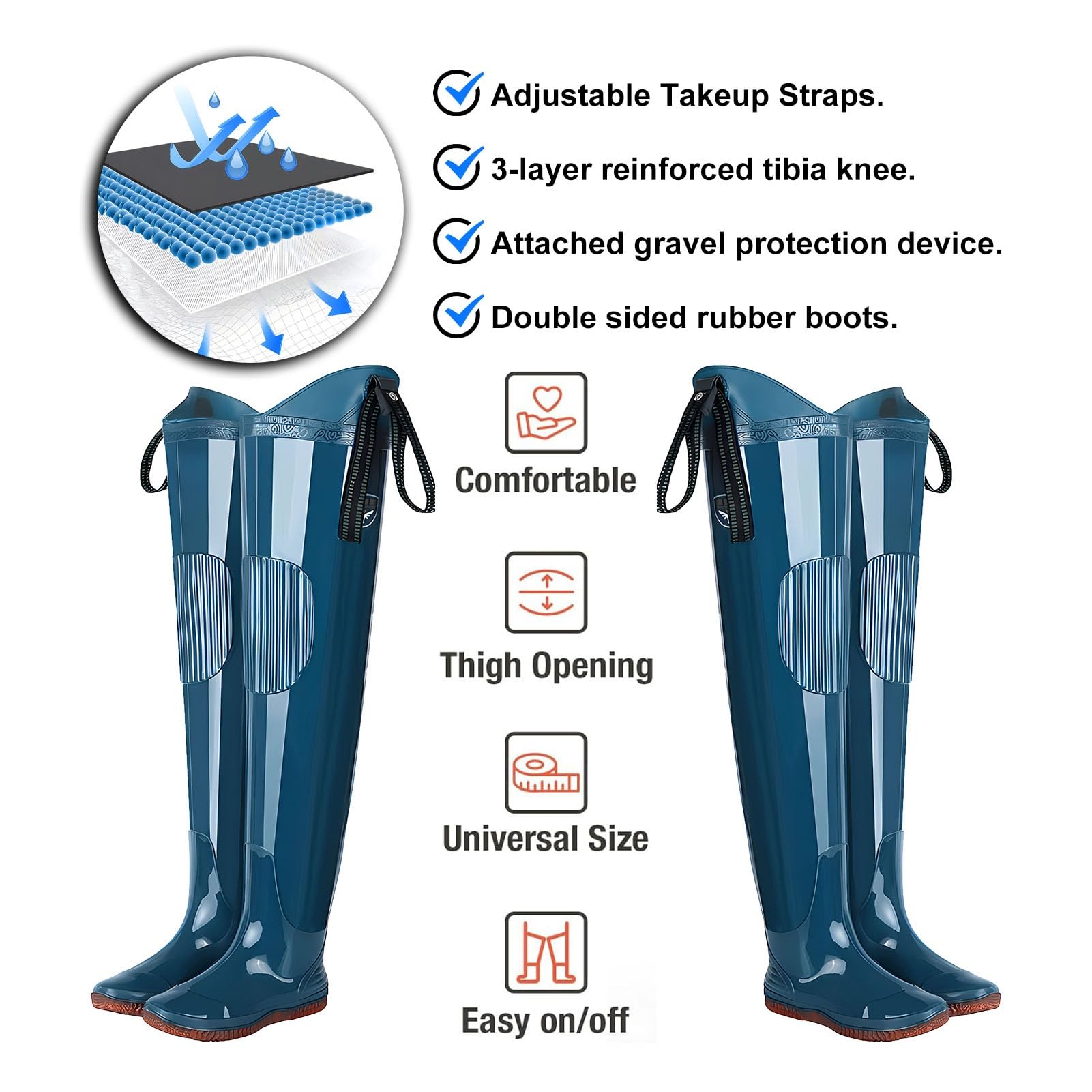 Waders hip Stivali da Pesca In PVC, Stivali Flessibili Sui Fianchi Non Facilmente Deformabili, Per La Caccia E La Pesca Nelle Paludi