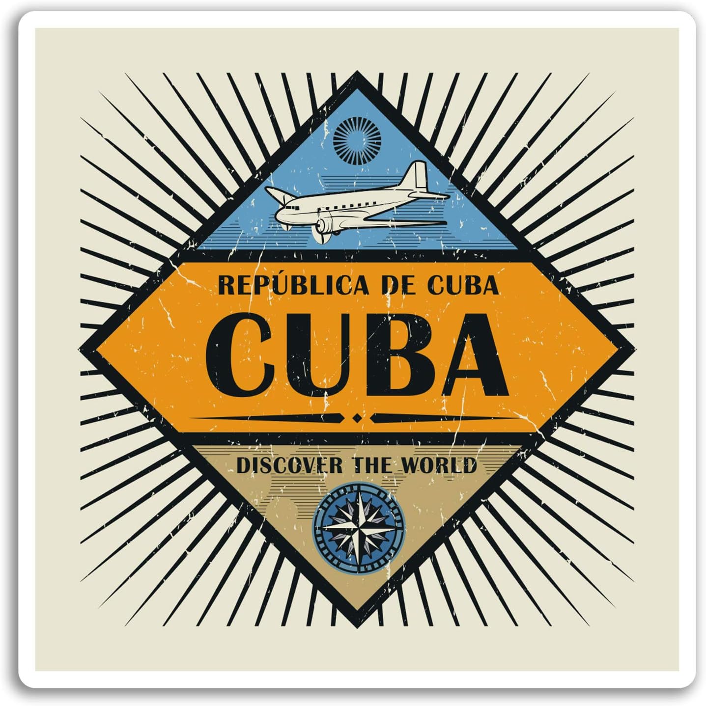 DestinationVinyl2 x 10cm Cuba Vinyl Stickers - Caribbean Travel Sticker Laptop Luggage #18102 (10cm Wide)